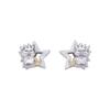 White Clover Badtz-Maru Sanrio Characters Earrings, 925 Sterling Silver with Cubic Zirconia and Rhodium Plating, SABB30-P001RD