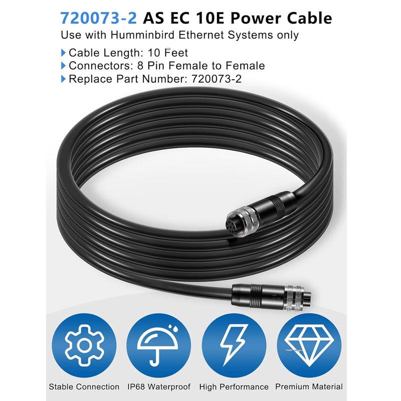 720073-2 AS EC 10E 8 Pin Ethernet Cable for Humminbird, All APEX/XPLORE/SOLIX/ONIX. Fits All HELIX 7/8/9/10/12/15 (10 Feet)
