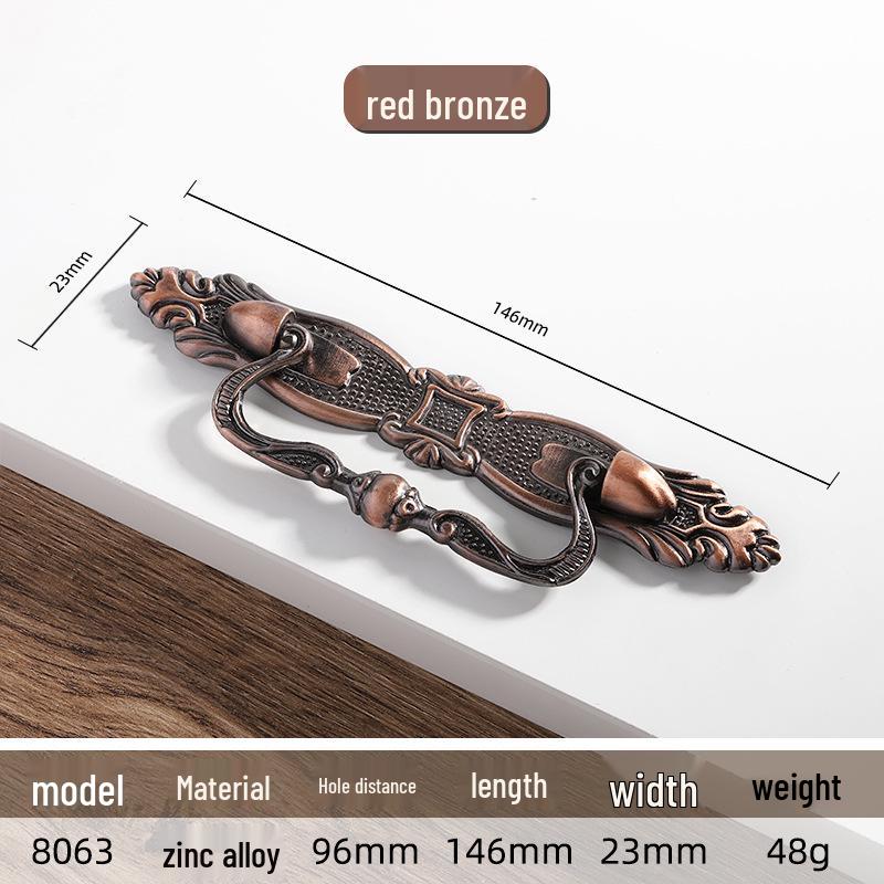 Античная сине-красная бронзовая европейская классическая кухонная мебельная ручка-кольцо