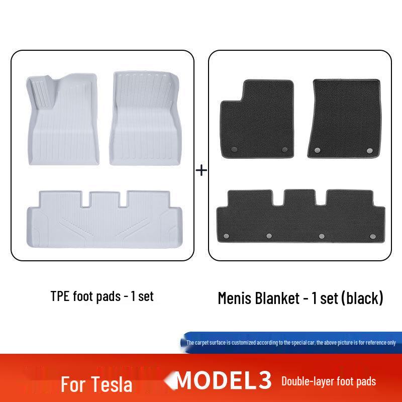 Custom TPE Floor and Trunk Mats for Tesla Model 3 Refresh Edition (Compatible with 25 Models)