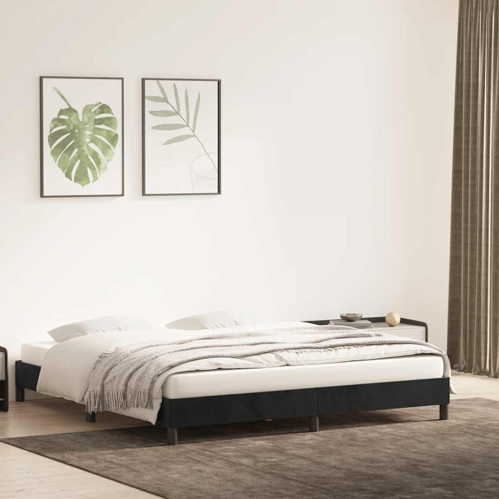 Rama Łóżka Bez Materaca Czarna 200X220 Cm Aksamit