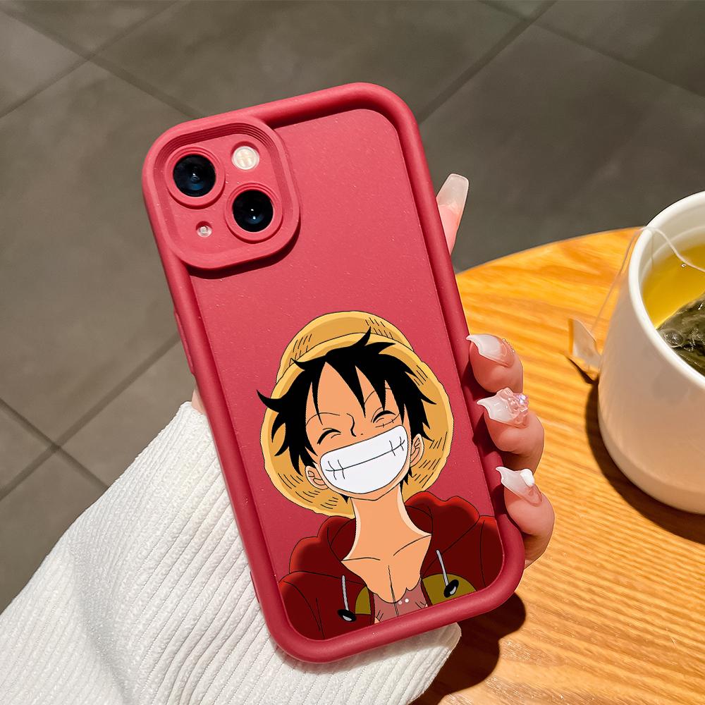 Для iPhone 16 15 14 13 12 11 Pro Max XS Max XR X SE 8 7 мягкий силиконовый чехол для защиты линз с милым рисунком Луффи