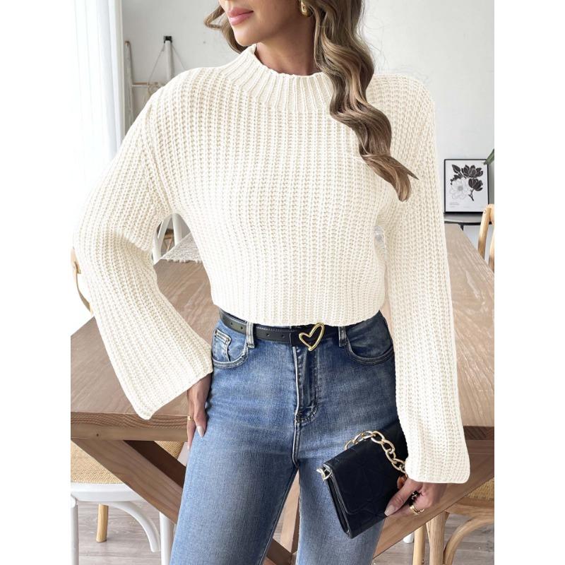 Women's Fall/winter Short Crop Casual Half Turtleneck Sweater