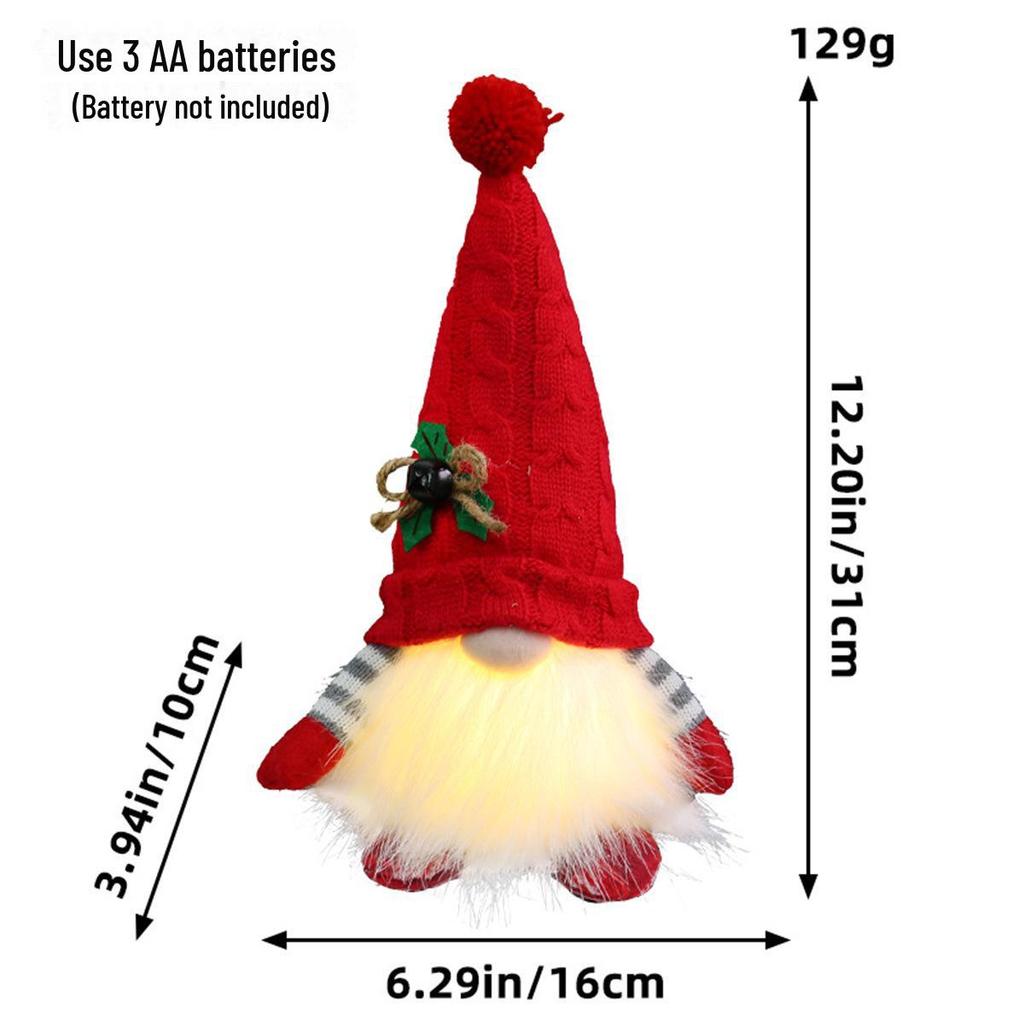 Кукла Рудольф и украшения в виде гномов без лиц с огоньками и пайетками для Рождества