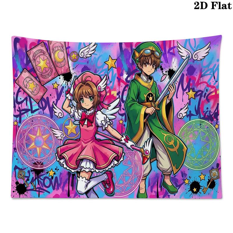 Sakura Kinomoto Wall Tapestry Aesthetic Wall Hanging Printed Fabric Blanket Decorative Tapestries for Bedroom Living Room Home Decor