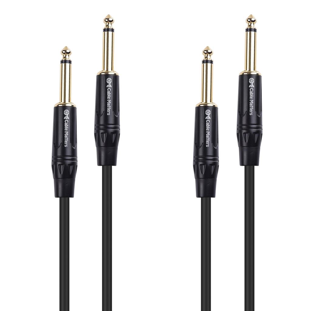 Cable Matters Guitar Cable, 1.8m, Shielded, Set of 2, 6.35mm Mono Plug, TS Straight Plug, for Instruments