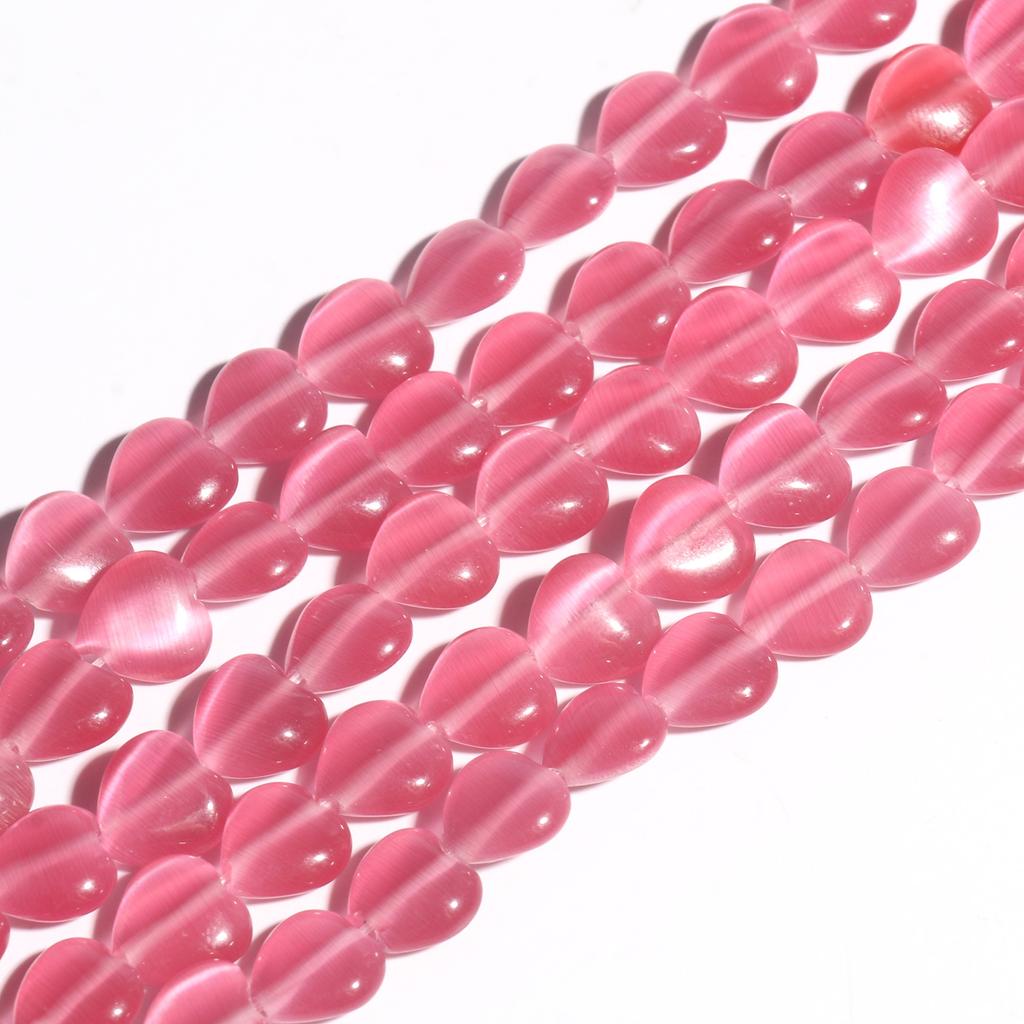 1 шт., бусины из натурального камня, 8 мм, кошачий глаз, лунный камень, опал, в форме сердца, разные цвета, свободные прокладки из бисера, для изготовления ювелирных изделий, браслет, ожерелье