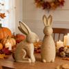 Незаконченная деревянная статуэтка кролика, деревенская, пасхальная, заготовка, деревянная модель кролика, поделки для раскрашивания животных своими руками, для украшения стола на весенней вечеринке