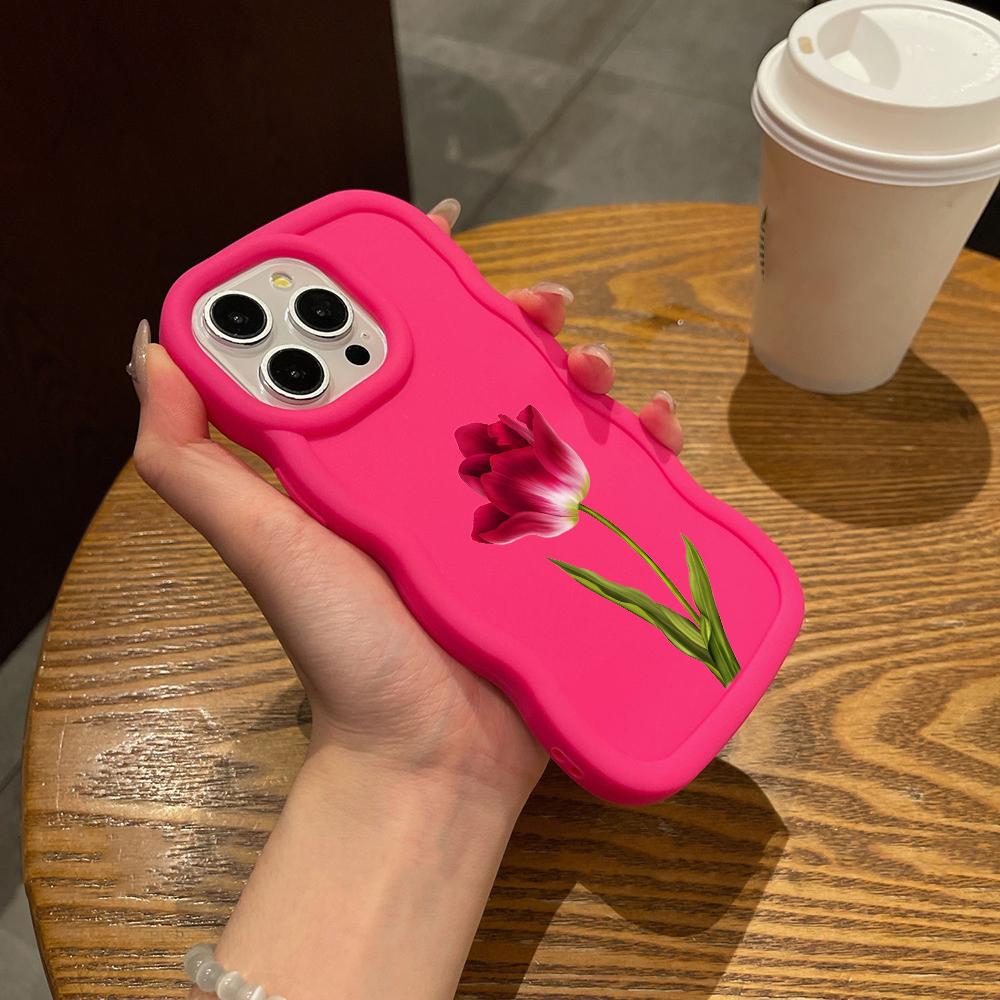 Чехлы для телефонов N93 Peony Macaron Wavy Edge для iPhone 16 Pro Max Samsung S24 Plus S23 Ultra A35 A55 A05s Xiaomi Redmi Note 13 Honor Противоударный чехол