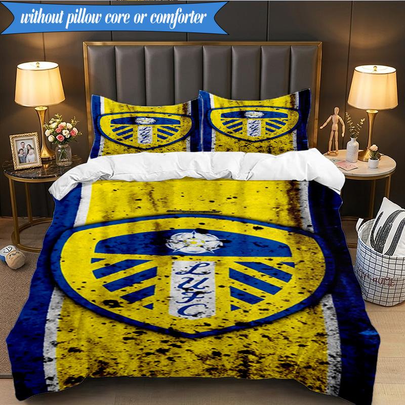 3PCS Leeds Crest Design Printed Soft Bedding Set,Including 1pc Duvet Cover And 2pcs Pillowcases Perfect for Bedroom, Dormitory, Fan gift