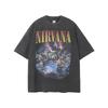Футболка с длинным рукавом группы Nirvana европейская и американская винтажная стираная старая футболка Nirvana с коротким рукавом для мужчин и женщин