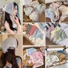 2025 Pastoral Style Lace Triangle Scarf & Plaid Ribbon Hairband