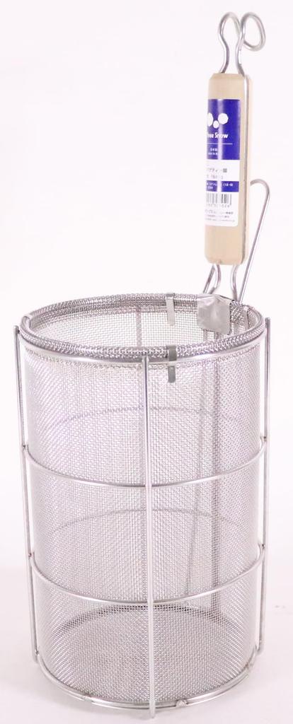 Shinkoshi Works TS Wooden Handle Spaghetti Fryer, Large, Body: Stainless Steel (18-8) / Handle: Natural Wood, Japan, ASP03001