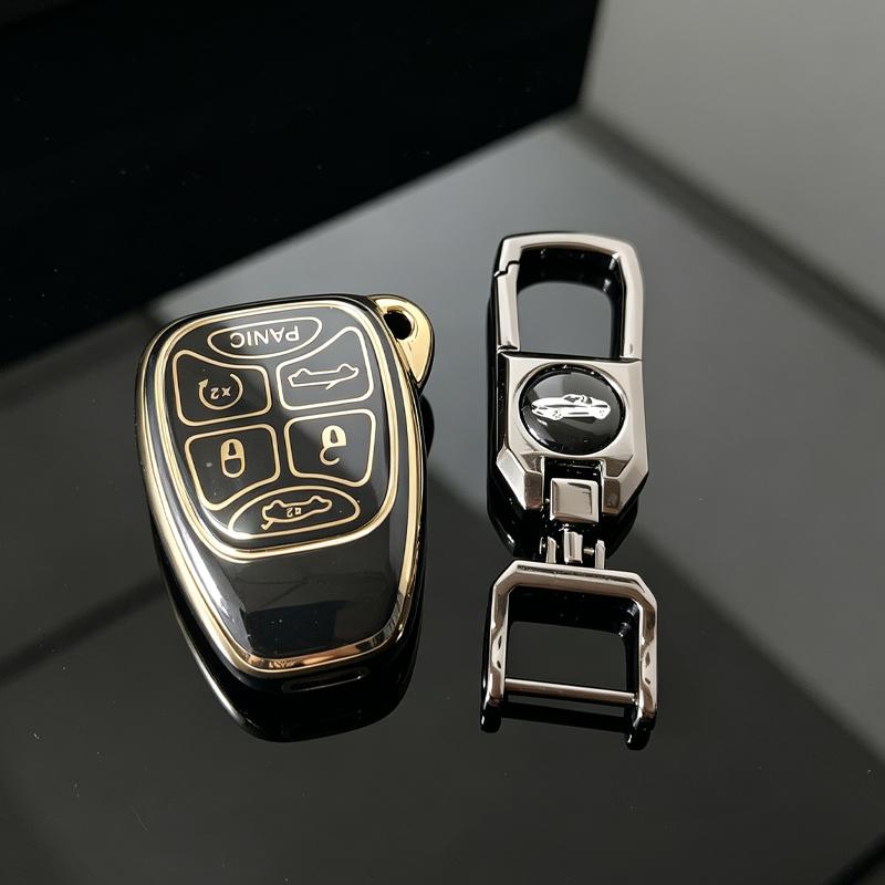 ТПУ с золотым краем Подходит для Jeep Wrangler Compass Patriot Liberty Подходит для Chrysler 300 Dodge Caliber Nitro Pacifica Чехол-футляр для брелока автомобиля Пульт