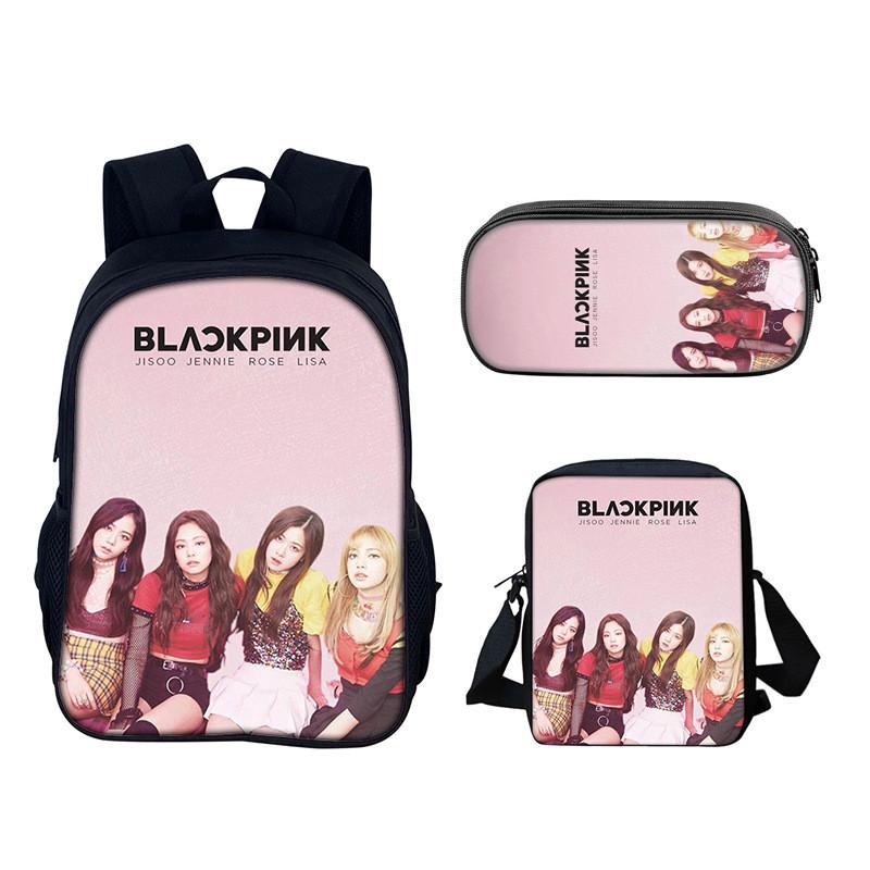 Набор школьных рюкзаков Blackpink из нейлонового материала с креативным дизайном для повседневного использования