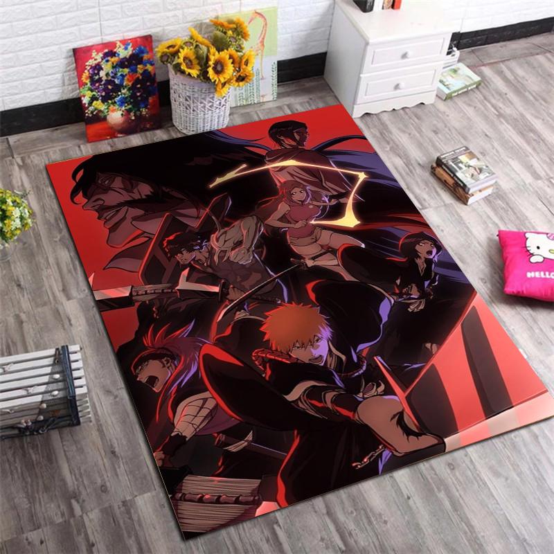 BLEACH Kurosaki Ichigo Bankai Area Rug Non Slip Rubber Back Floor Mat Washable Anime Carpet For Otaku Bedroom Home Decor