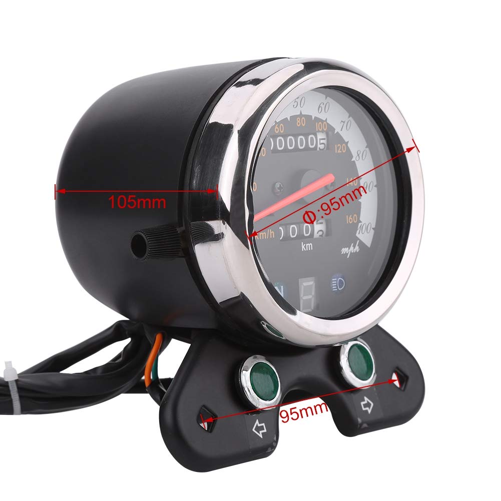 Akozon Motorcycle Speedometer Universal Motorcycle Dual Odometer Speedo Meter Gear Digital Display