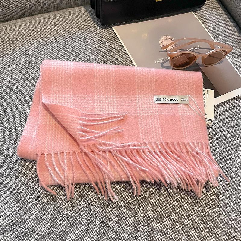 Small Wool Checkerboard Simple Winter Versatile Warm Scarf Female Scarf Student Style