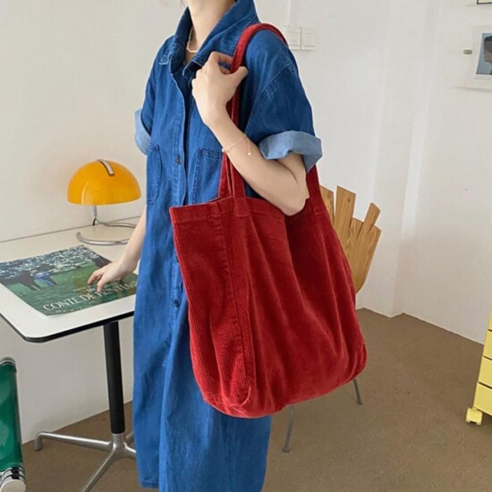 New ArrivalS Open Run Women S overSized Box Fit Pocket Shoulder Bag Corduroy
