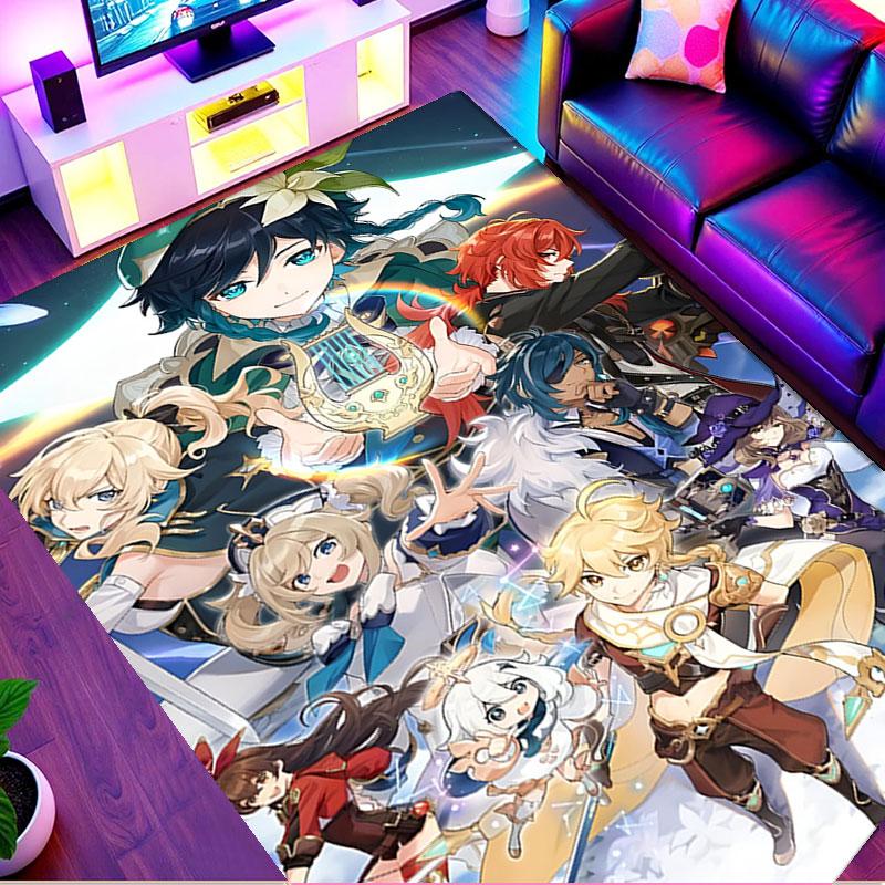 Genshin Impact Print Rug, Washable Floor Carpet, For Entryway Dorm Laundry Room Office Study, Home Decor Birthday Christmas Gift