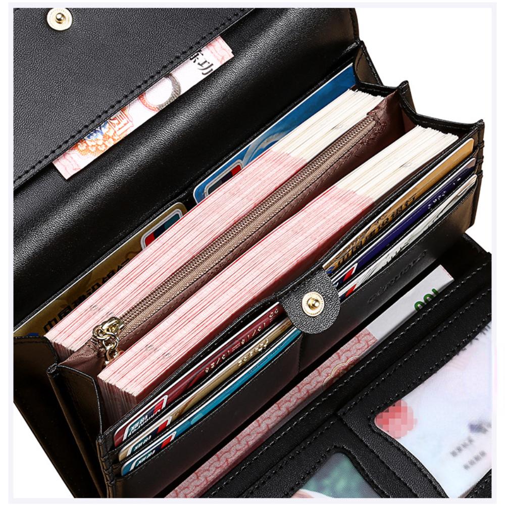 Кожаный женский кошелек, новый женский длинный кошелек, большой емкости, клатч с несколькими картами, кожаный кошелек, сумка для мобильного телефона