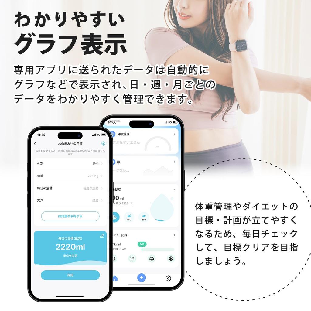 Weight Body Fat Smartphone Battery Dedicated Auto Health Muscle Black USB Scale, Meter, Linked, Diet, Operated/USB Rechargeable, App, Off, Meter,