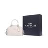 Coach Сумка-портфель 19 Логотип из букв Застежка-молния Гладкая кожа Сумка-боулинг На плечо Через плечо Сумка Женские сумки Средний размер Серебристый Белый CT776-SVHA