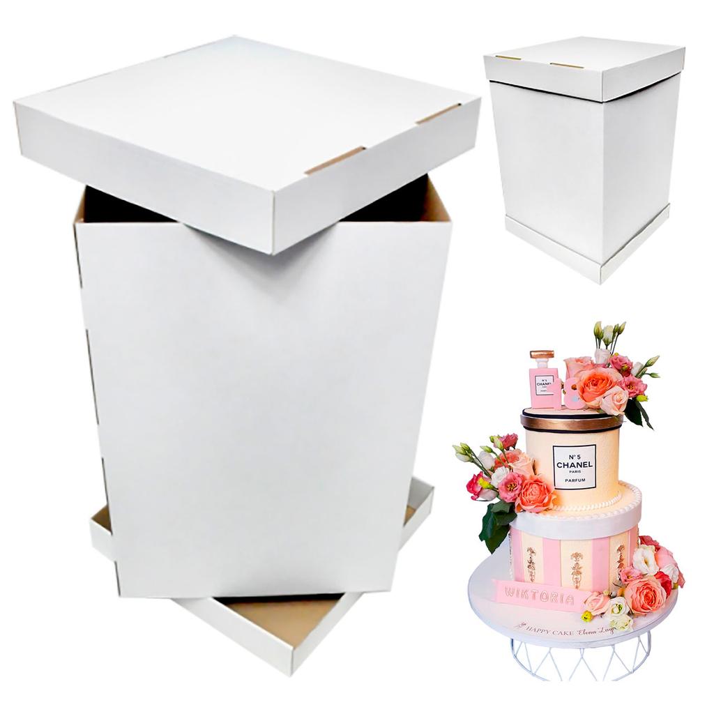 Tall tiered cake box 34×34×45 cm for tier cake white brand4cake