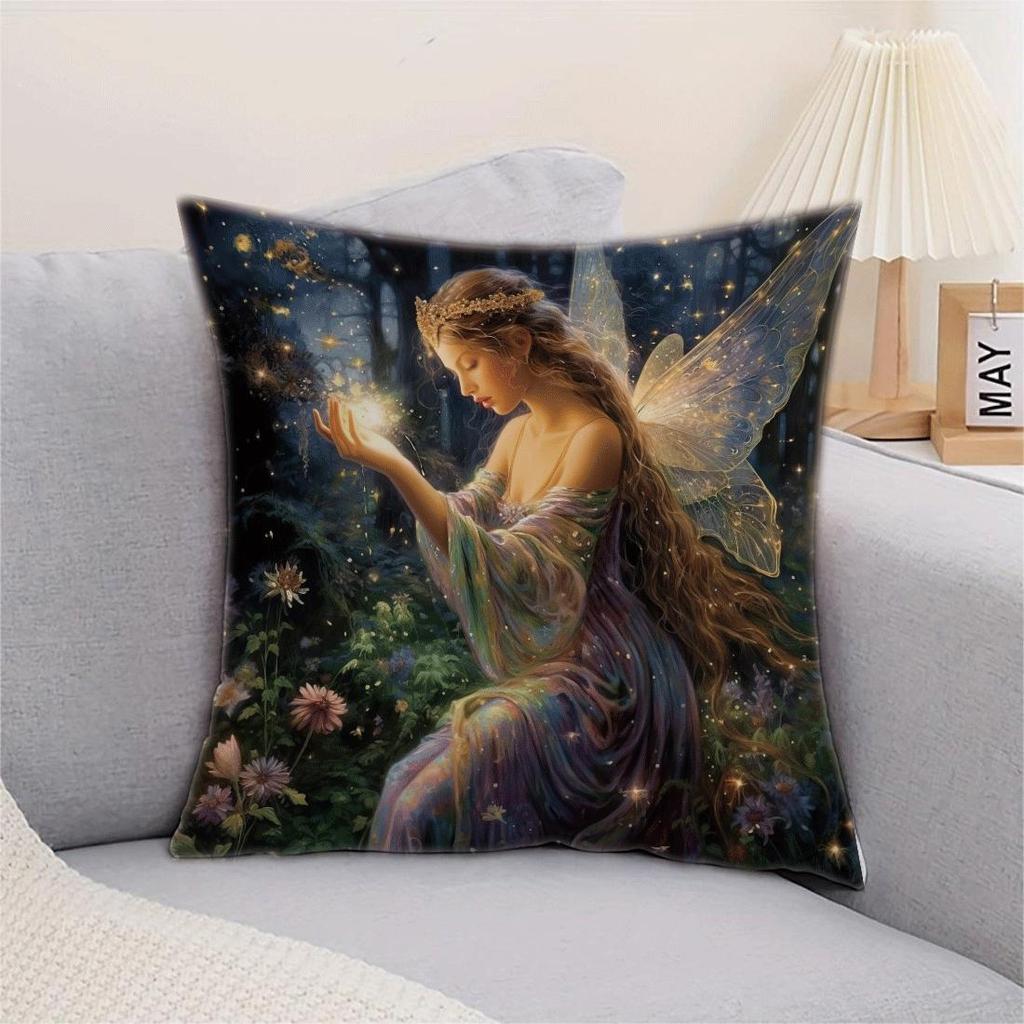 1pc Elf Throw Pillow Cover, Soft Decorative Pillow Cover, 2D Single-sided Printing,, Suitable for Living Room, Bedroom, Sofa Bed Decoration in Winter,