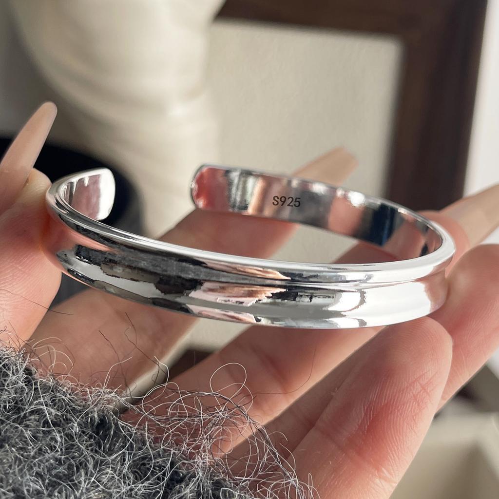 100% Solid 925 Sterling Silver Retro Bracelet for Women Men Vintage Handmade Simple Narrow Simple Bracelet Birthday Gift
