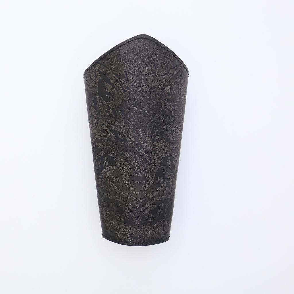 Средневековые мужские кожаные наручи в стиле викингов, тисненые панк-наручи в виде волка, реквизит для косплея