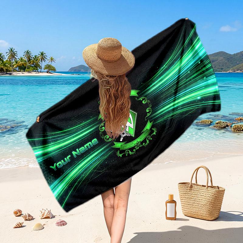 Werder Bremen FC Custom Beach Towel, Personalized Name Text Print, Football Logo Soft Quick‑Dry Towel Holiday Gift