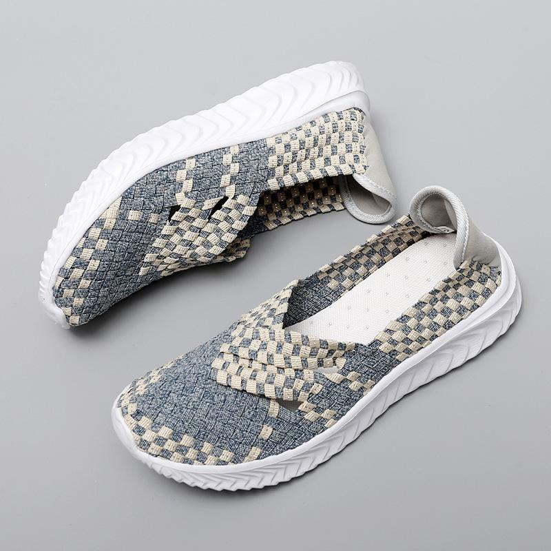 Новая универсальная женская обувь ручной работы, повседневная дышащая полая одинарная обувь, ультралегкая сетчатая женская обувь на плоской подошве, ленивая обувь