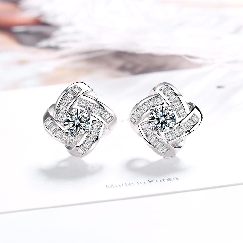 Спиннинг Минималистский Подарок Модные Циркониевые Сверкающие Классические Серьги-Гвоздики Для Женщин Ослепительные Женские Элегантные Аксессуары Вечные Ювелирные Изделия