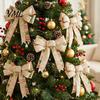 Fabric Bows for Wreaths Christmas Wreath, Merry Craft Bow Ornaments, Winter Tree Festive Home Decor Accessories Decoration Holiday Tree, Front