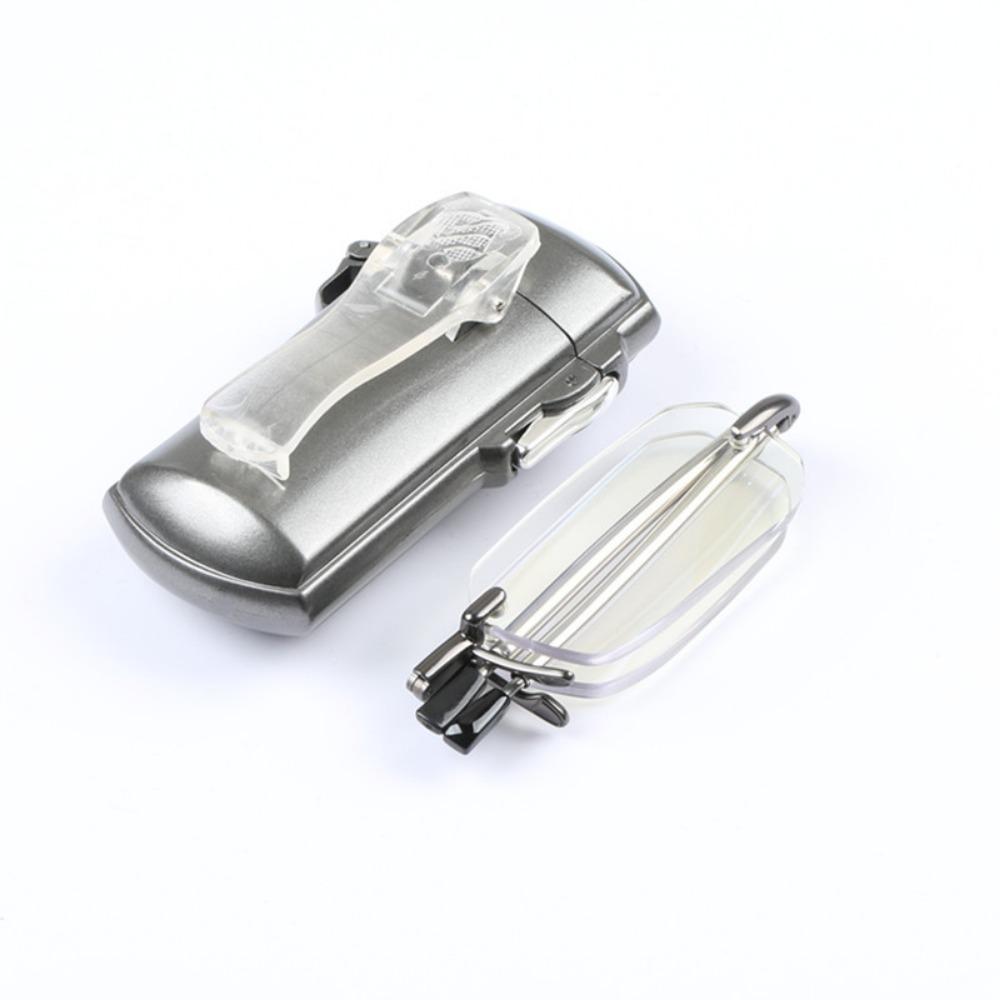 Портативные мини-складные безрамные очки для чтения для женщин и мужчин, очки с регулируемыми дужками и футляром, зажим для ремня, очки для дальнозоркости