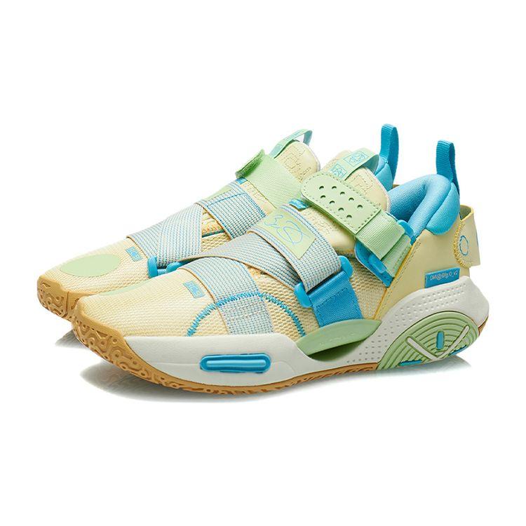 Li Ning All City 9 V2 Молодежные Баскетбольные Кроссовки с Низким Верхом Детские Баскетбольные Кроссовки Желто-Зеленые ABPR055-5