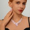 Luxury Fashion Women's Jewelry Set with Synthetic Zircon, Transparent Design, Exquisitely Crafted Necklace and Earrings, Versatile and Elegant with a