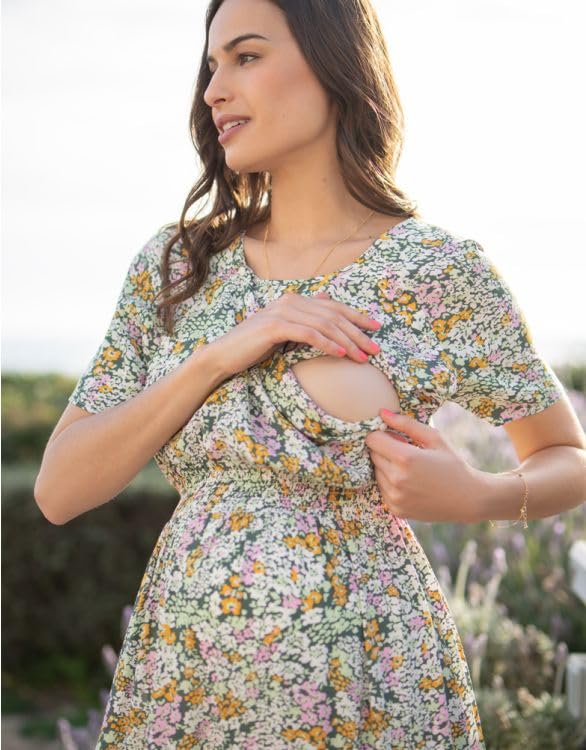 Повседневное платье для кормления грудью, для беременных, в стиле ретро, с цветочным принтом [Серафин], Платье, ТАМИКА, Женское,