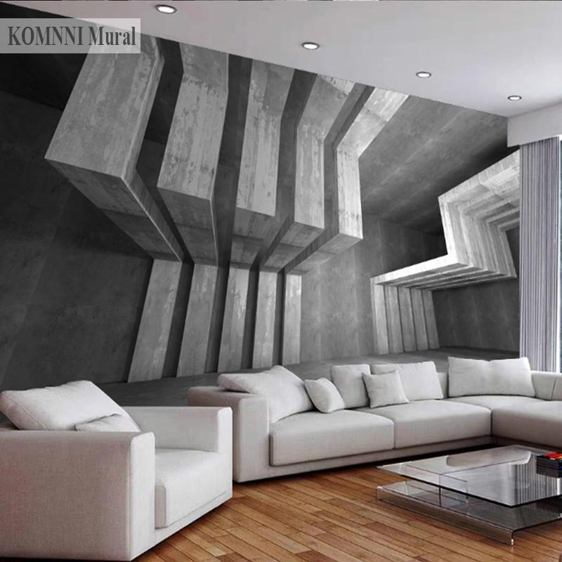 Современные обои в индустриальном стиле 3D расширяющиеся космические серые цементные строительные росписи для спальни, гостиной, украшения, фрески