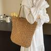 Simple and Large-capacity Straw Woven Bag Fashion Summer Beach Women's Shoulder Bag Trendy Zipper Handbags for Girls