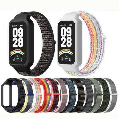 Для Xiaomi Redmi band 3 аксессуары спортивный нейлоновый браслет ремешок Защитный бампер корпус Чехол для mi band 9 active ПК Чехол+Ремешок