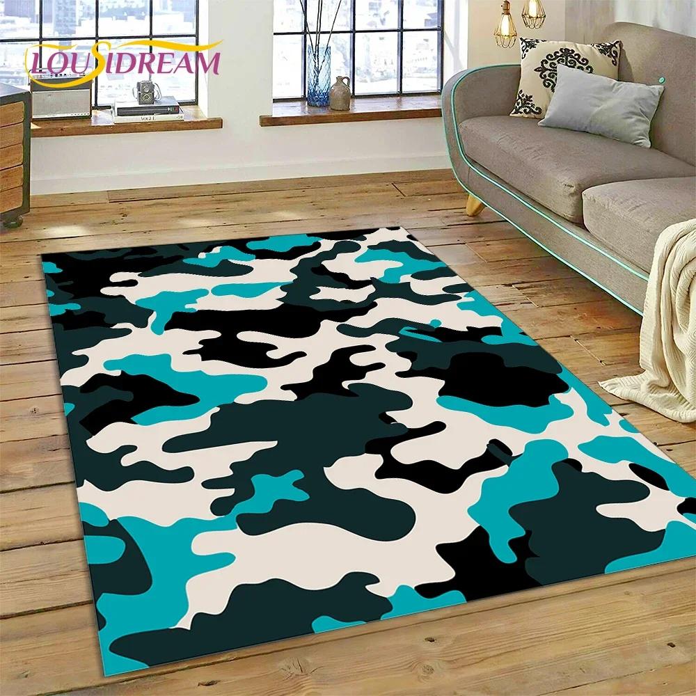 3D Colorful Camo Green Camouflage 2025 Style Carpet Rug for Living Room Bedroom Home Sofa Decoration Area Rug Non-slip Floor Mat