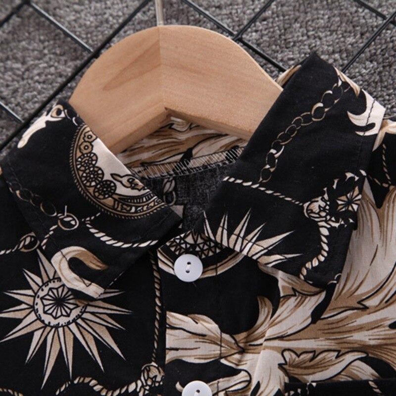 Летний детский костюм-рубашка с короткими рукавами и принтом для маленьких и средних мальчиков