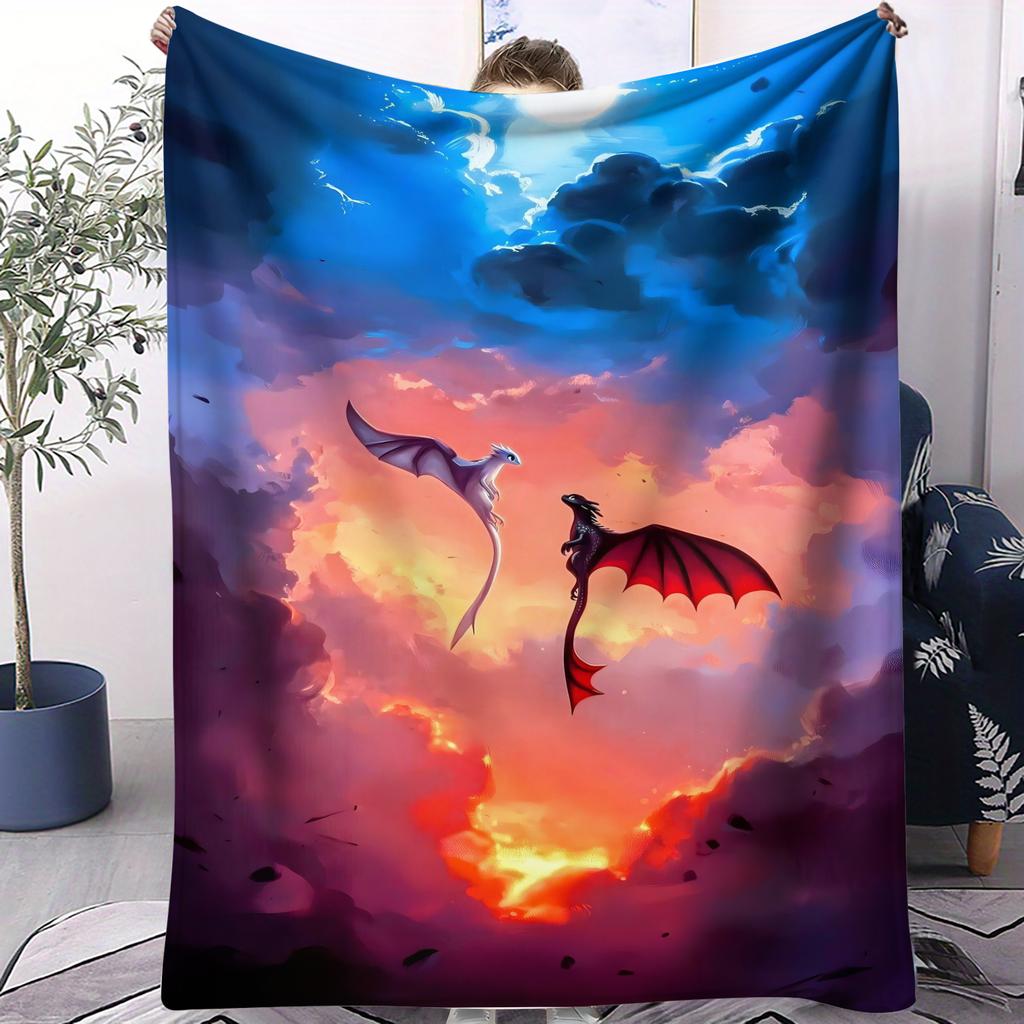 How to Train Your Dragon Viking Family Snow Scene Flange Velvet Blanket Soft Multifunctional Decorative Universal Throw