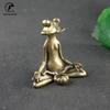 Copper Meditating Frog Ornaments Vintage Brass Sit in Meditation Frog Statue Bronze Tea Pet Figurines Incense Holder Desk Decor