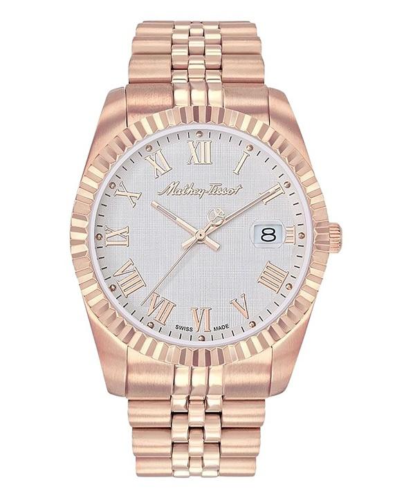 Mathey-Tissot Mathy III Roman Rose Gold Tone Stainless Steel White Dial Quartz H810PRA Men's Watch