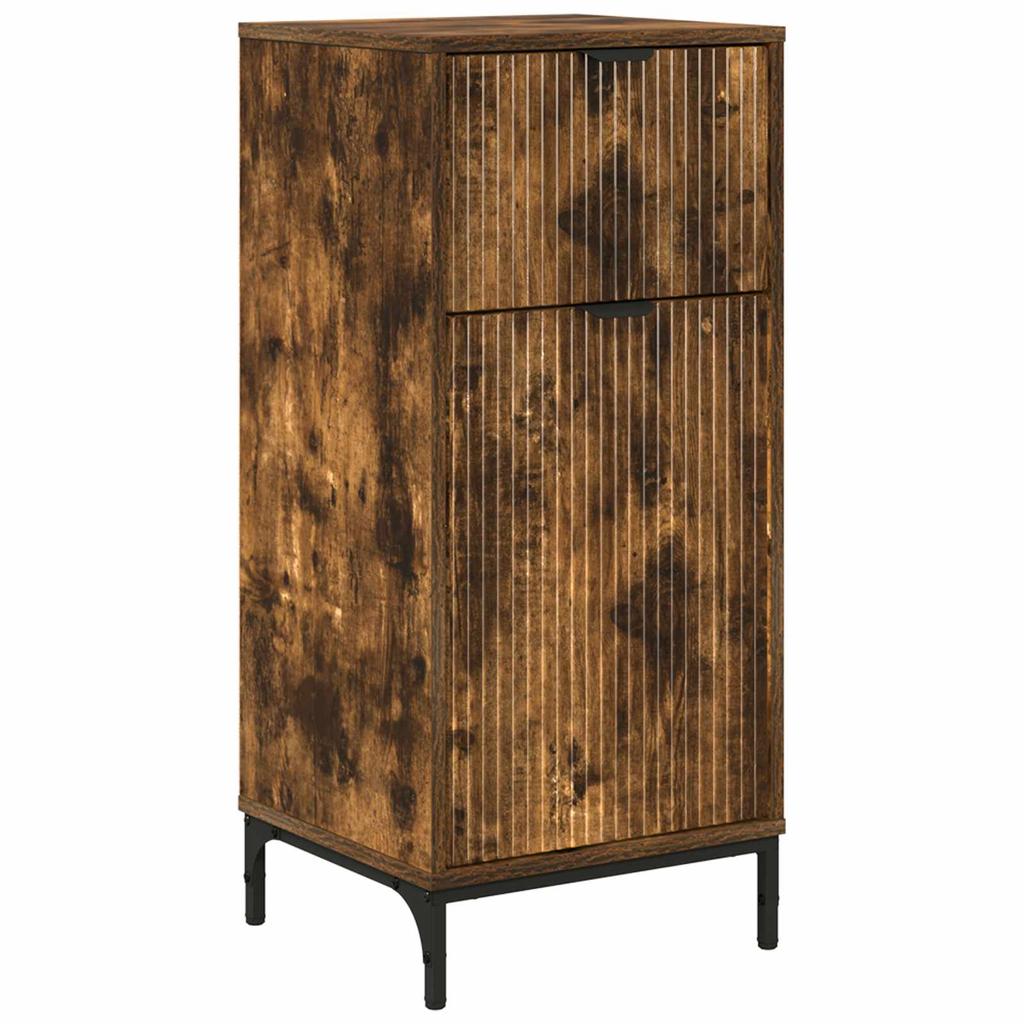 Bathroom Cabinet with Door Smoked Oak 39.5 x 36 x 88 cm
