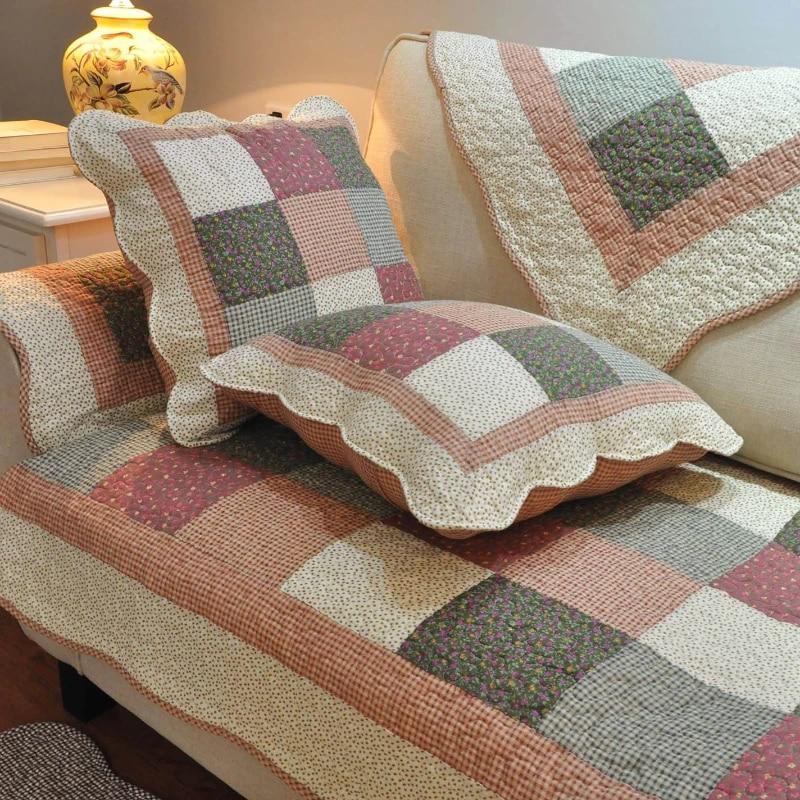 Floral  Style Sofa Cover Plaid Couch Cushion Four Season Universal Cotton Non-slip Sofa Armrest Towel Furniture Protective Cover