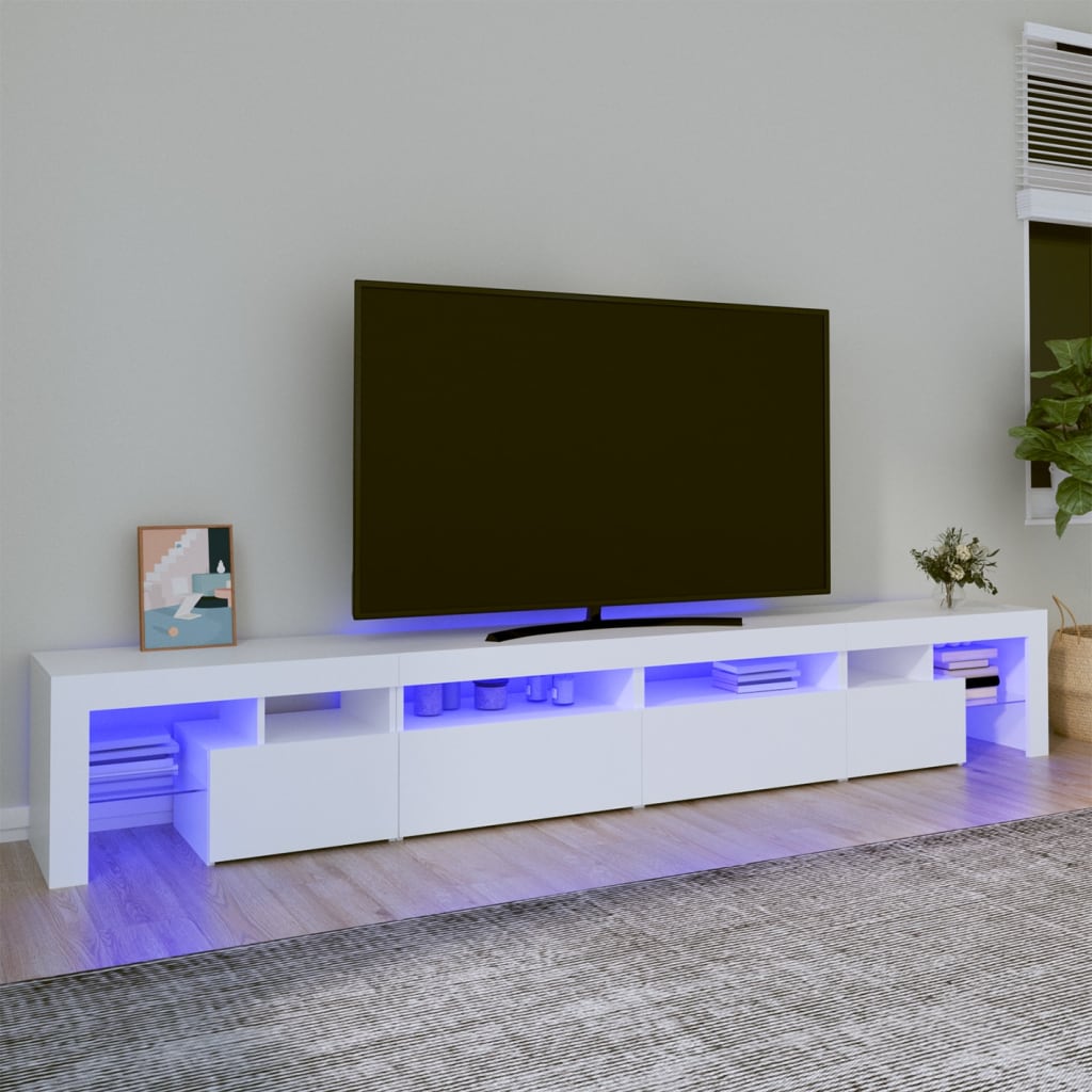 Vidaxl Szafka Pod Tv Z Oświetleniem Led, Biała, 260X36,5X40 Cm